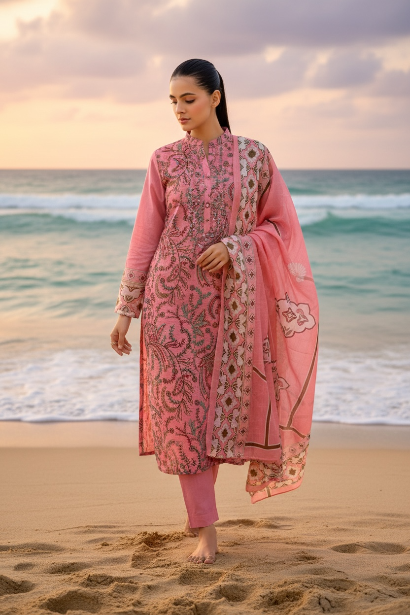 Bareez’e 3PC Embroidered Lawn Suit