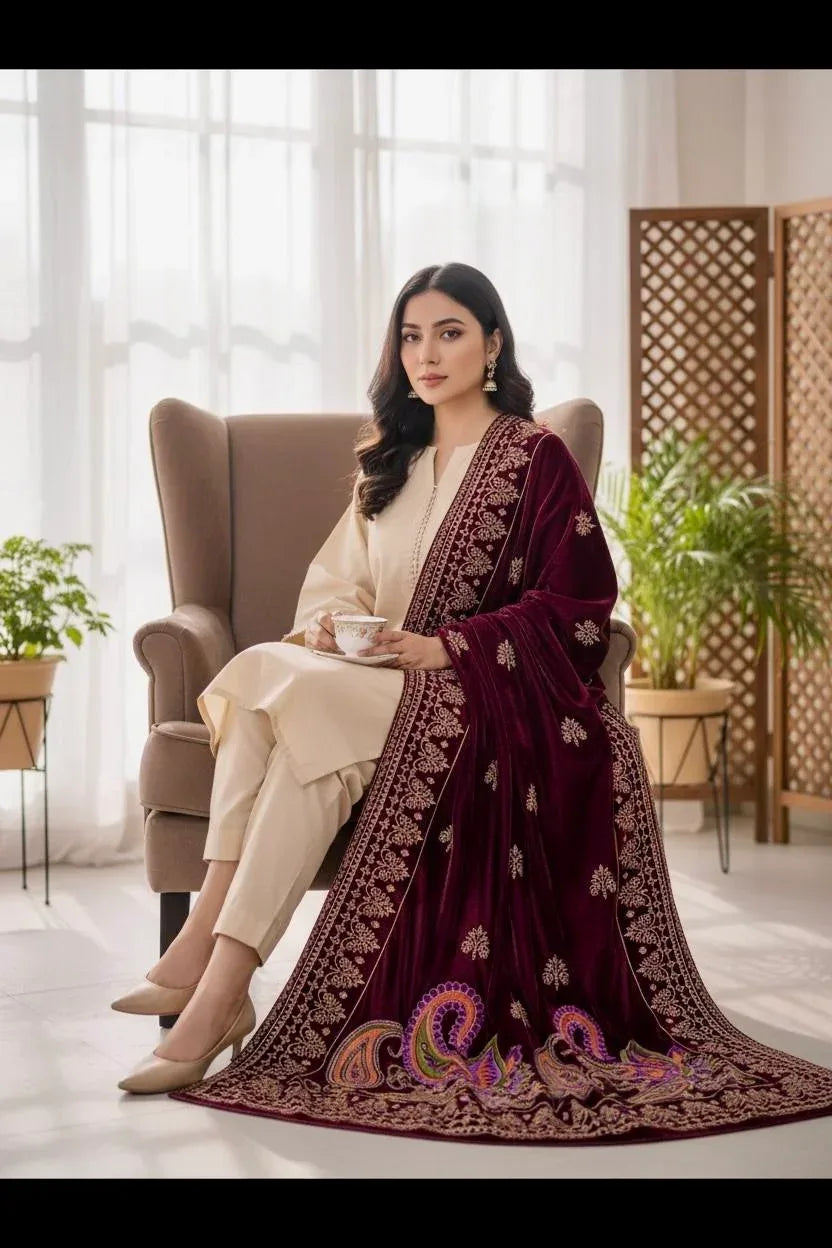 Bareeze Luxury Velvet Shawl Test - ZNH Textile 