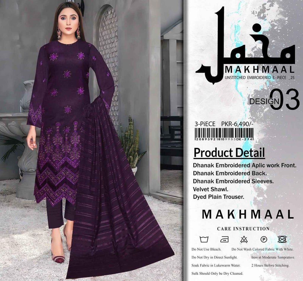 Makhmal | Luxury Embroidered | Dhanak - ZNH Textile 