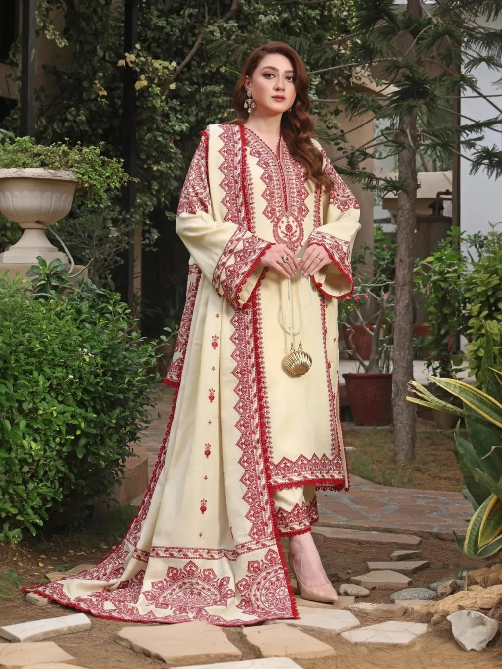 ANEELA – 3PC DHANAK UNSTITCHED EMBROIDERED SUIT - ZNH Textile 