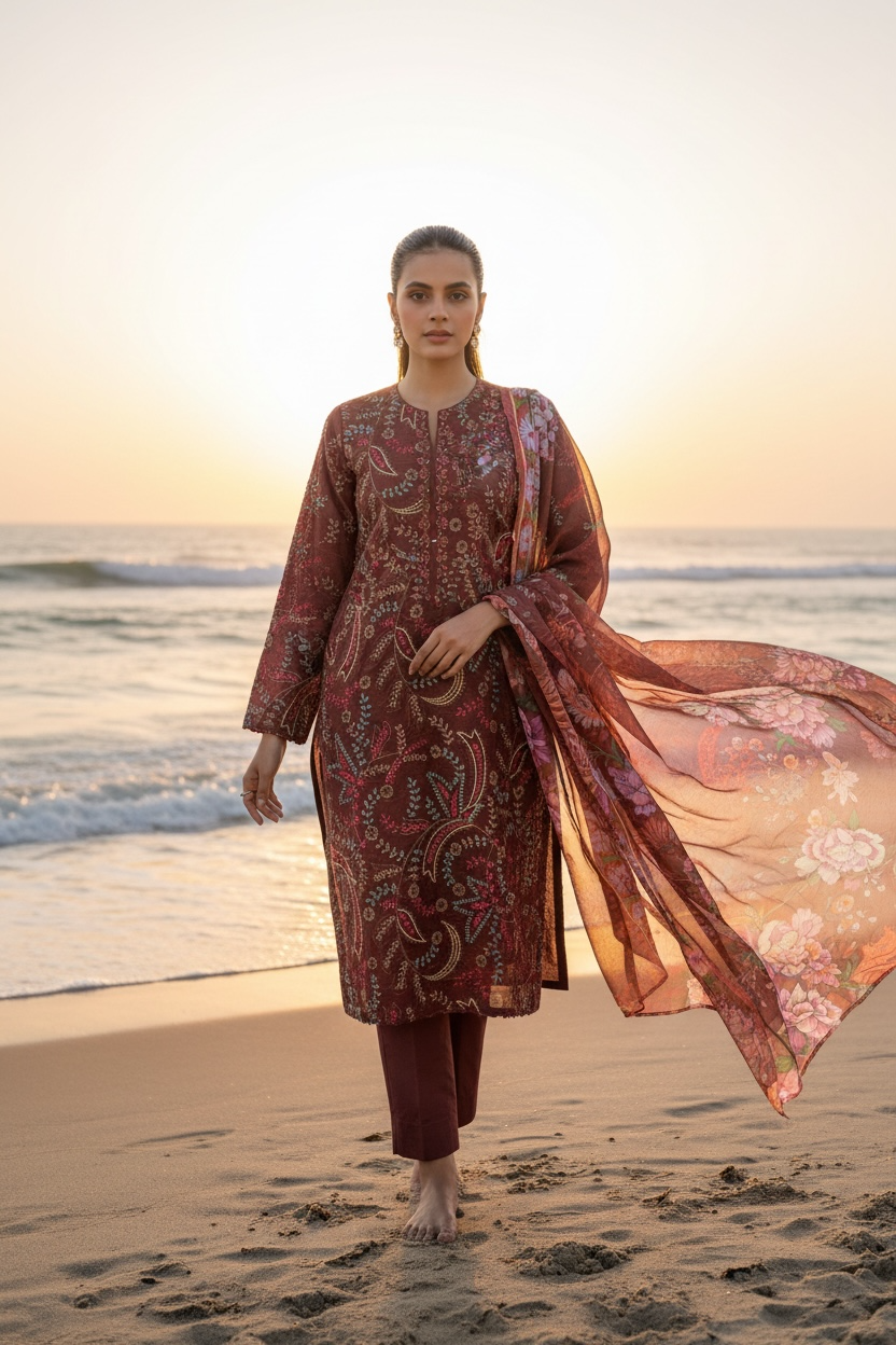 Bareez’e 3PC Embroidered Lawn Suit