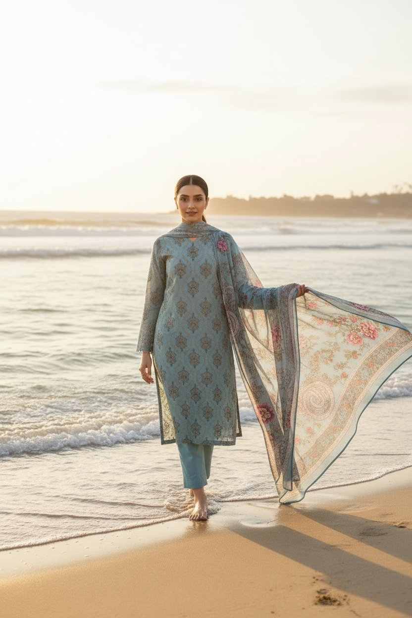 Bareez’e 3PC Embroidered Lawn Suit