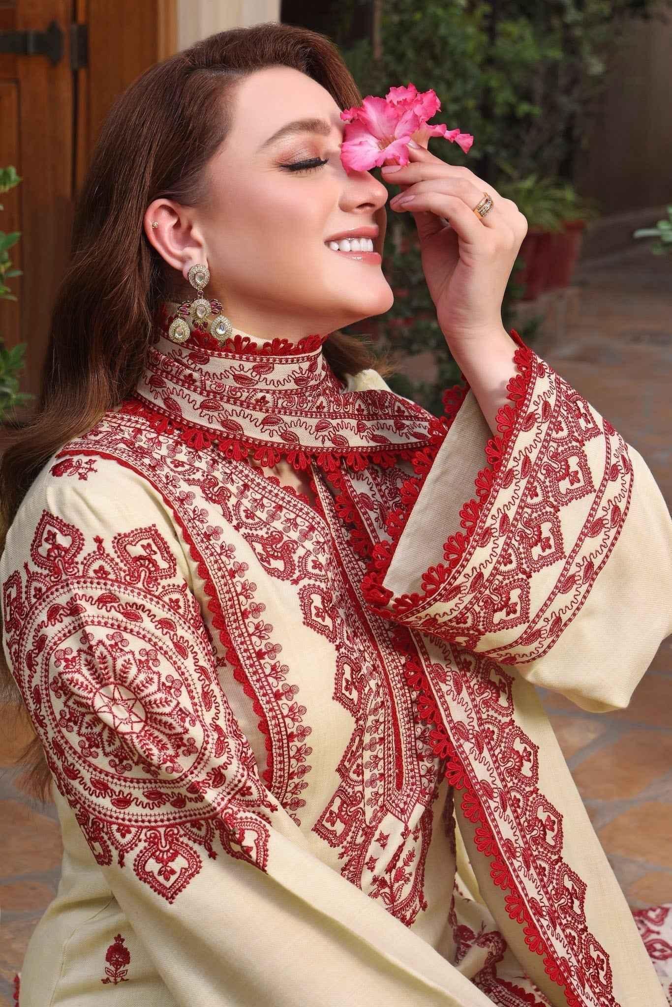 ANEELA – 3PC DHANAK UNSTITCHED EMBROIDERED SUIT - ZNH Textile 
