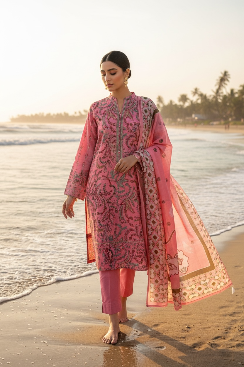 Bareez’e 3PC Embroidered Lawn Suit
