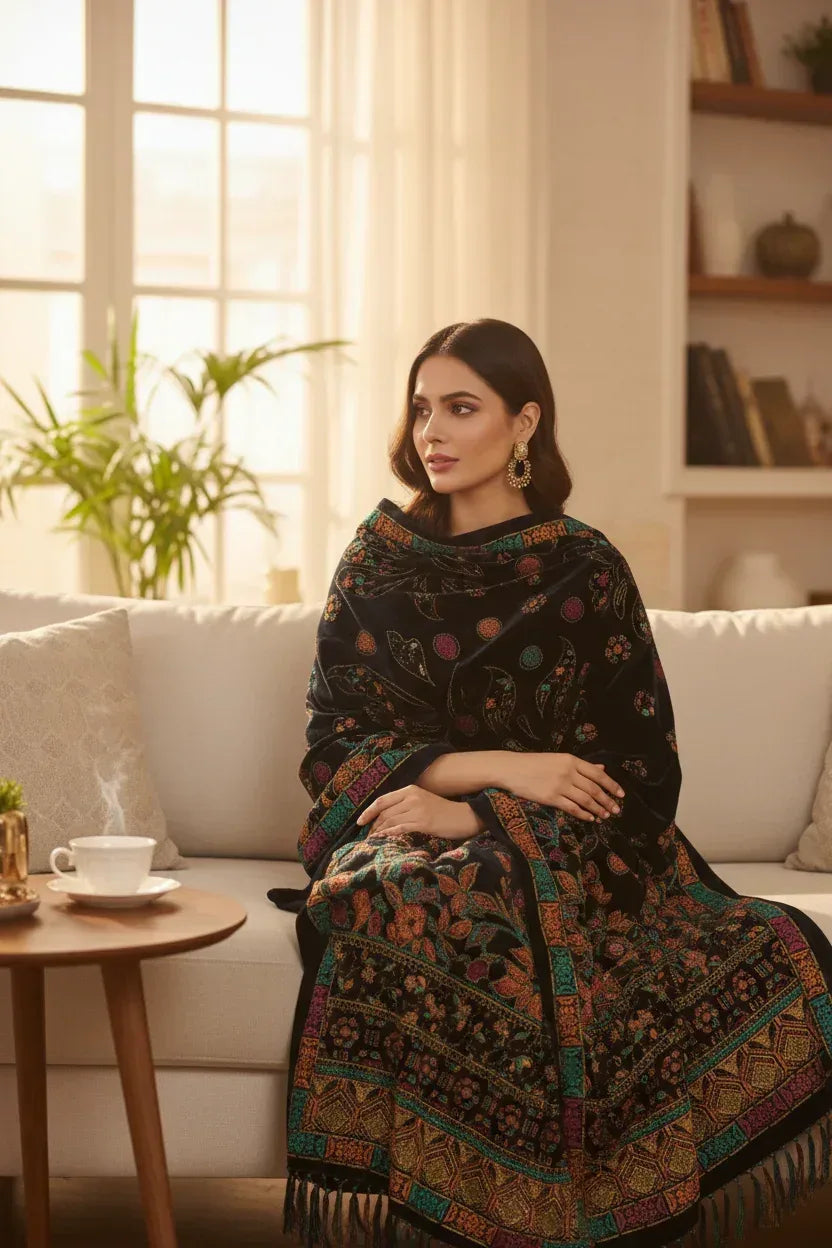 Bareeze Luxury Velvet Shawl Test - ZNH Textile 