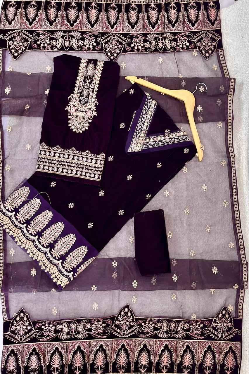 Luxury | Velvet | Embroidered | 3 pcs - ZNH Textile 