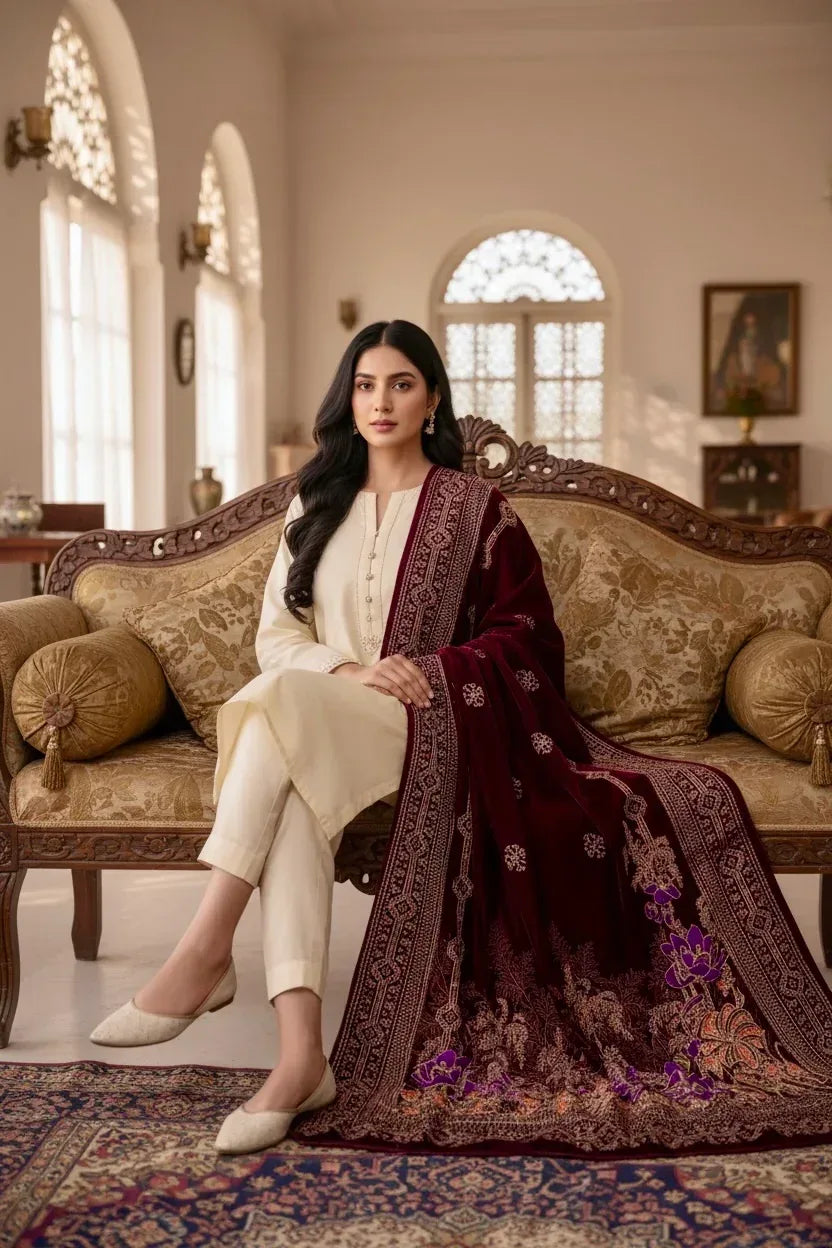 Bareeze Luxury Velvet Shawl Test - ZNH Textile 