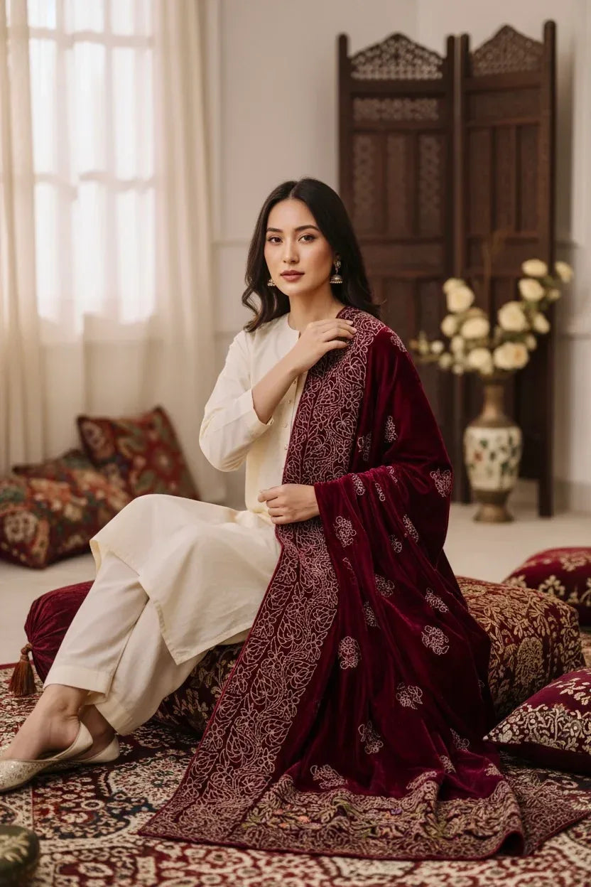 Bareeze Luxury Velvet Shawl Test - ZNH Textile 