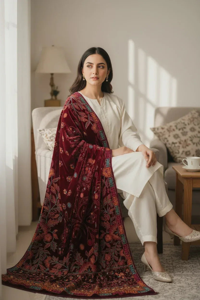 Bareeze Luxury Velvet Shawl Test - ZNH Textile 