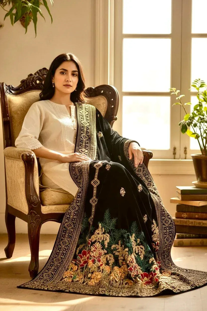 Bareeze Luxury Velvet Shawl Test - ZNH Textile 