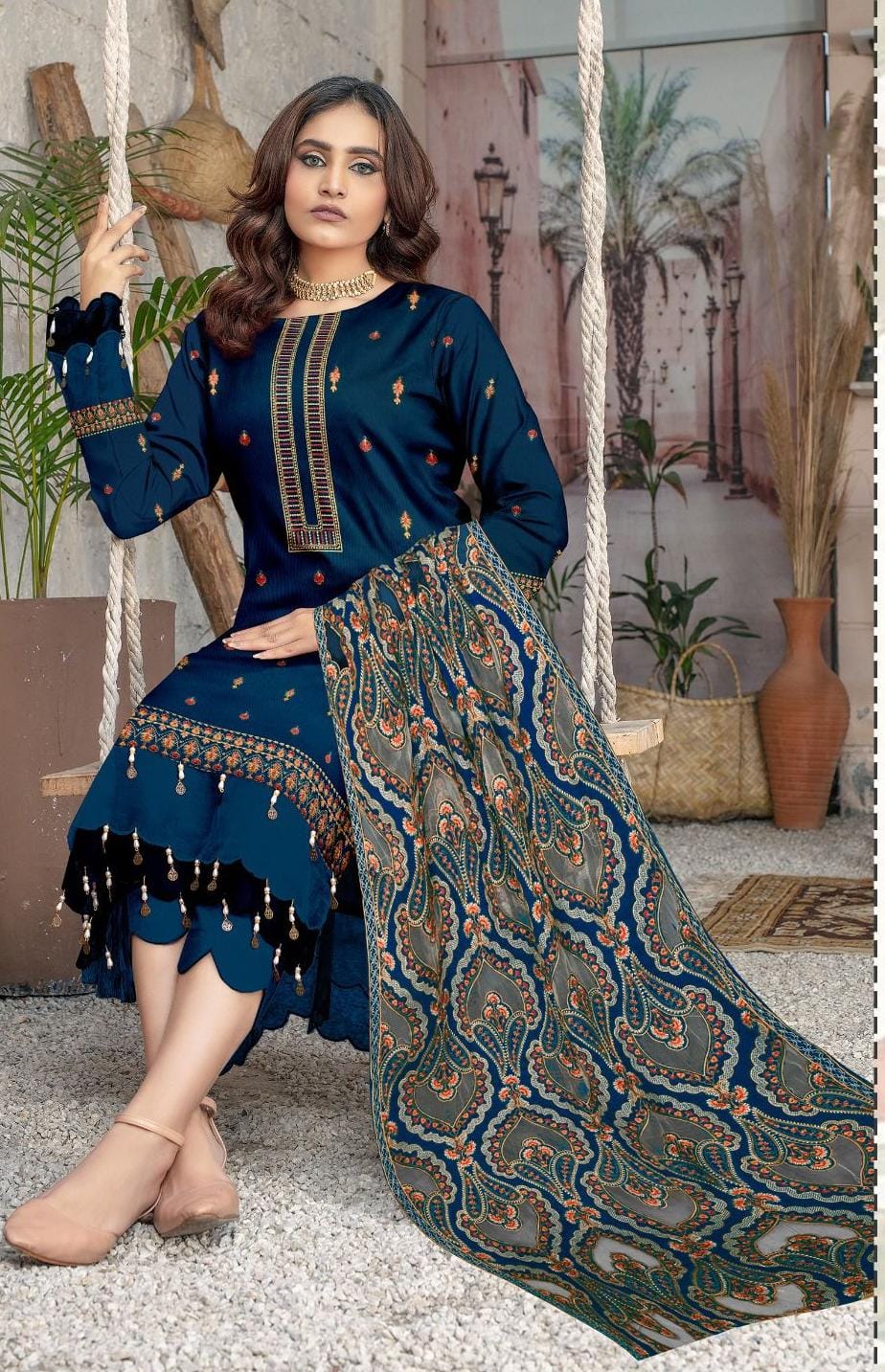 Bareeze Unstitched | Luxury Dhanak Embroidered 3PC | Laser Cut Shawl