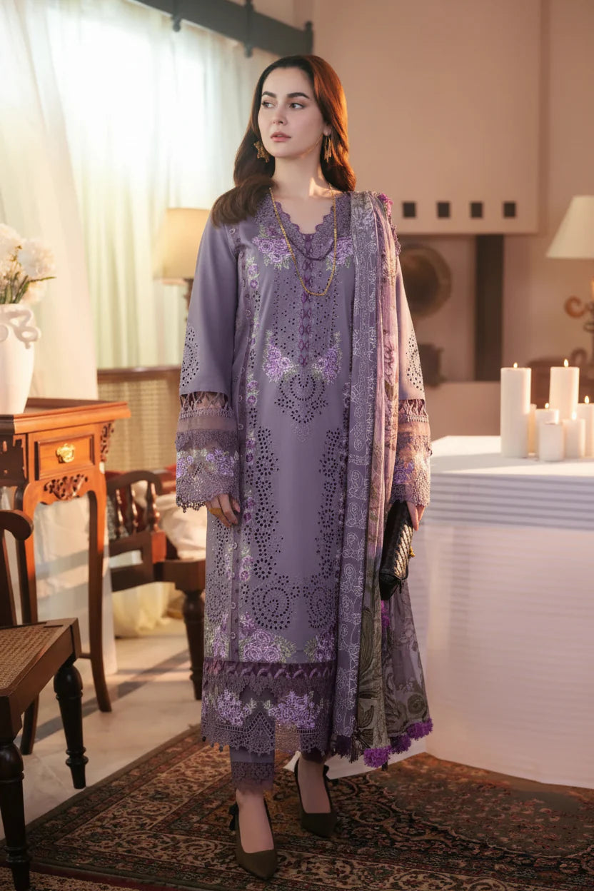 3 Piece - Unstitched Fully Embroidered Lawn Fabric
